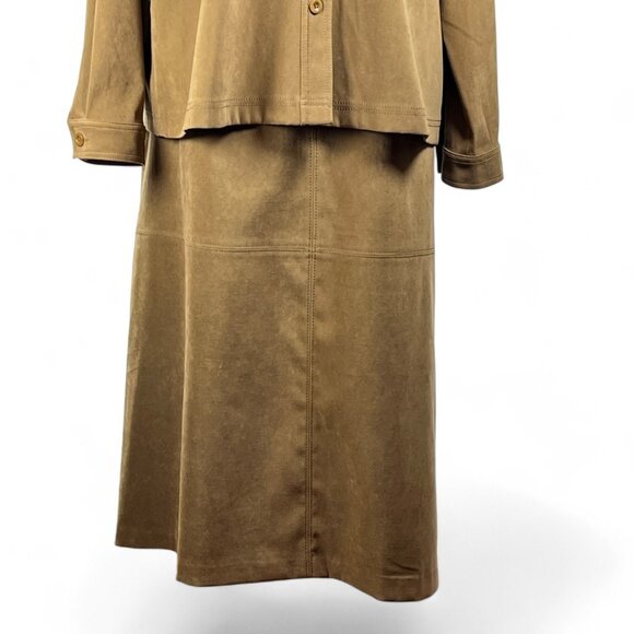 Casual Corner Annex Women's Brown 2 Pc Suit Set Soft Jacket Skirt Size XL - Picture 4 of 15